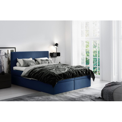 Moderná čalúnená posteľ s úložným priestorom Alessio modré 160 + topper zdarma