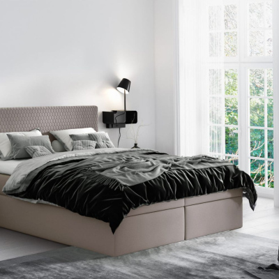 Moderná čalúnená posteľ s úložným priestorom Alessio béžová 160 + topper zdarma