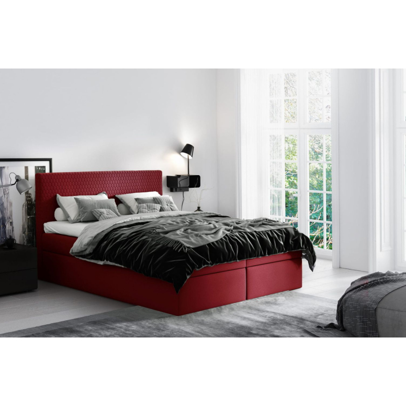 Moderná čalúnená posteľ s úložným priestorom Alessio vínová 180 + topper zdarma