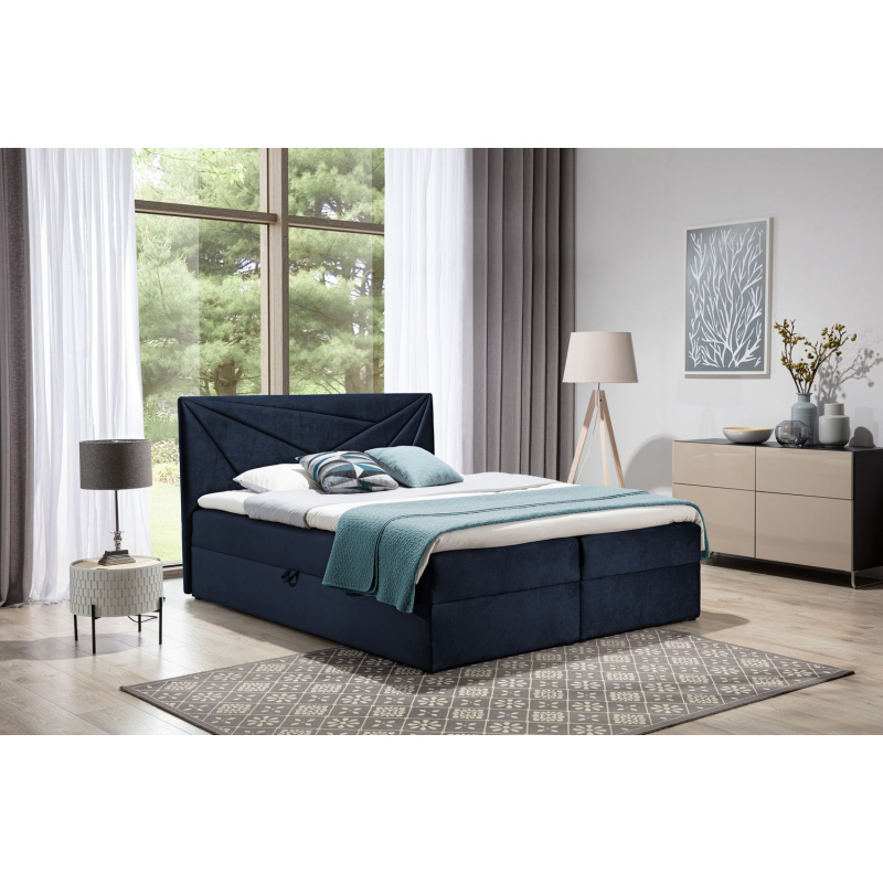 Boxspringová posteľ 160x200 IVANA 5 - modrá + topper ZDARMA