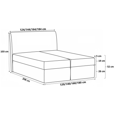 Boxspringová posteľ 160x200 IVANA 5 - modrá + topper ZDARMA
