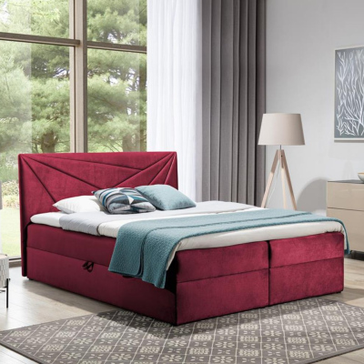 Boxspringová posteľ 160x200 IVANA 5 - červená + topper ZDARMA