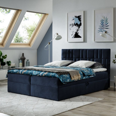 Kontinentálna posteľ 180x200 IVANA 3 - modrá + topper ZDARMA