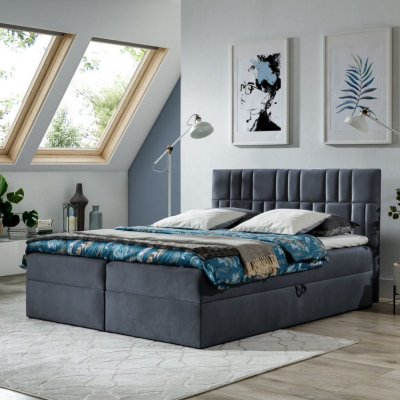 Kontinentálna posteľ 160x200 IVANA 3 - modrá + topper ZDARMA
