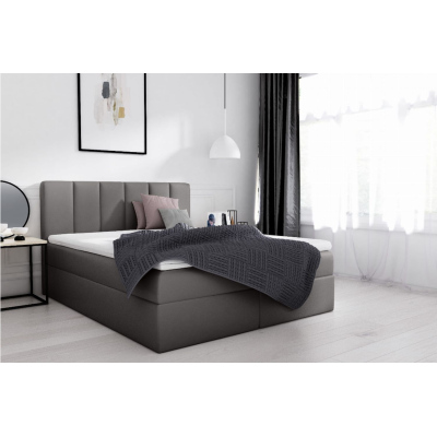 Manželská posteľ 200x200 SVEN - sivá ekokoža + topper ZDARMA