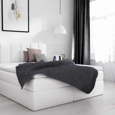 Čalúnená jednolôžková posteľ 120x200 SVEN - biela ekokoža + topper ZDARMA