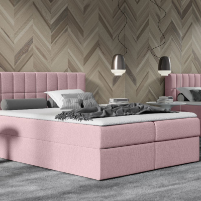 Manželská čalúnená posteľ 140x200 KATE - ružová + topper ZDARMA