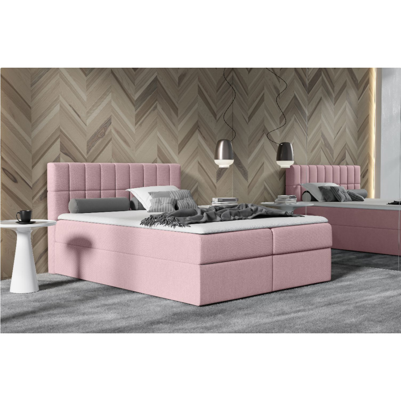 Manželská čalúnená posteľ 140x200 KATE - ružová + topper ZDARMA