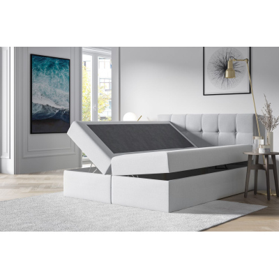 Čalúnená posteľ s úložným priestorom 200x200 RECIVIO - hnedá + topper ZDARMA