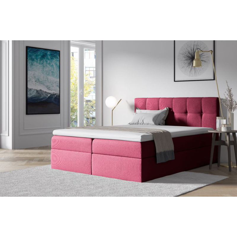 Čalúnená posteľ s úložným priestorom 200x200 RECIVIO - bordová