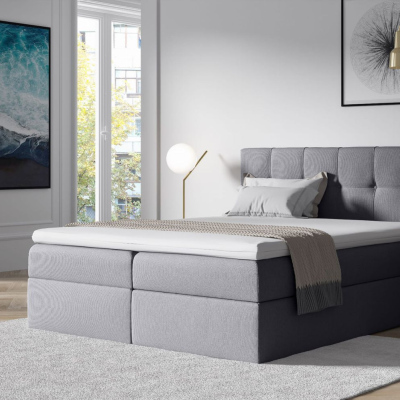 Čalúnená posteľ s úložným priestorom 200x200 RECIVIO - svetlosivá