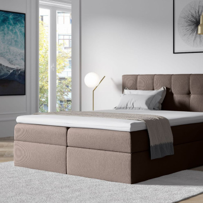 Čalúnená posteľ s úložným priestorom 120x200 RECIVIO - hnedá + topper ZDARMA