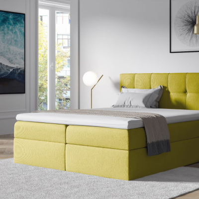 Čalúnená posteľ s úložným priestorom 120x200 RECIVIO - žltá