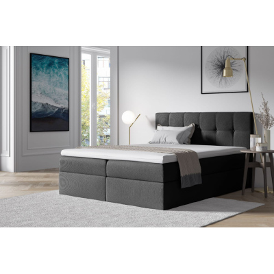 Čalúnená posteľ s úložným priestorom 120x200 RECIVIO - tmavosivá + topper ZDARMA
