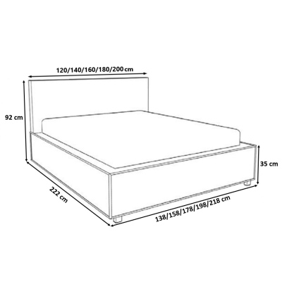 Čalúnená posteľ s prešívaným čelom 180x200 ALISHA - sivá
