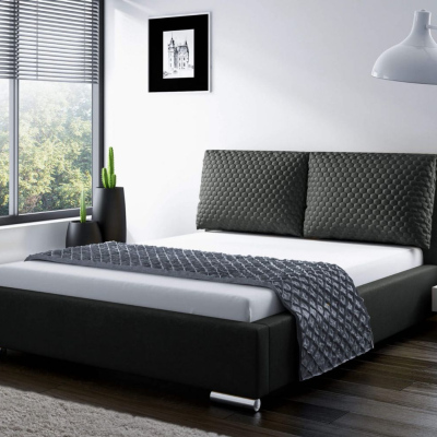 Praktická posteľ s vankúšmi 200x200 DUBAI - čierna