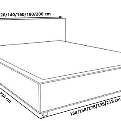 Čalúnená posteľ s chrómovými doplnkami 140x200 YVONNE - čierna ekokoža