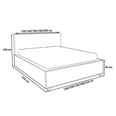 Čalúnená posteľ s chrómovými doplnkami 180x200 YVONNE - sivá ekokoža