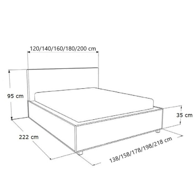 Čalúnená posteľ s úložným priestorom a osvetlením 120x200 LEXI - sivá ekokoža