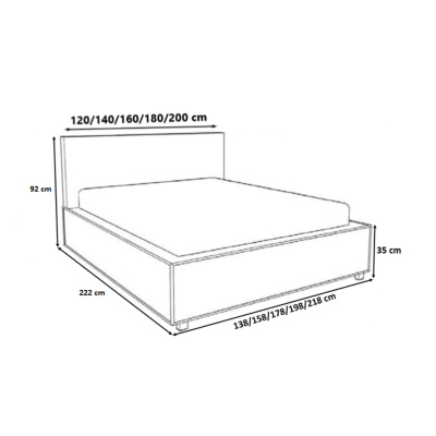 Moderná čalúnená posteľ s úložným priestorom 120x200 BERGEN - béžová ekokoža