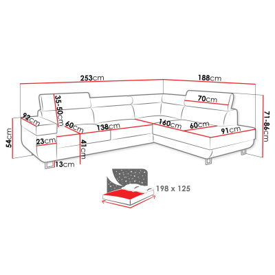 Sedacia súprava FAYA - šedá / svetlo šedá, ľavý roh
