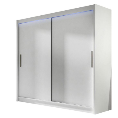 Šatníková skriňa 180 cm s posuvnými dverami a LED osvetlením FLORENCIO 1 - biela