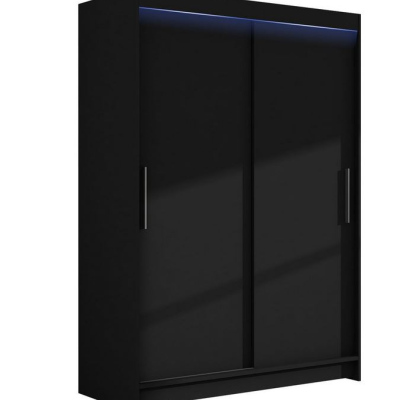 Šatníková skriňa 120 cm s posuvnými dverami a LED osvetlením GASPARA 1 - čierna