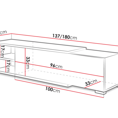 Posuvná TV skrinka ALONDRA - biela