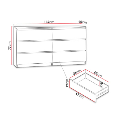 Komoda ESTELA M6 140 - biela