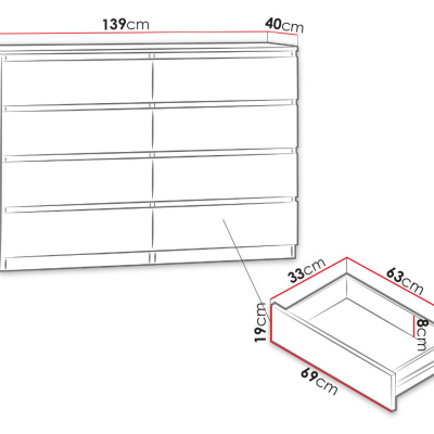 Komoda ESTELA M8 140 - biela