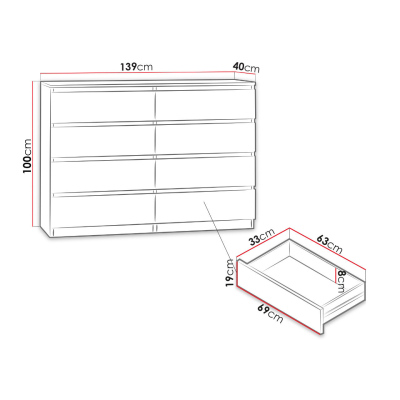 Komoda ESTELA M8 140 - biela
