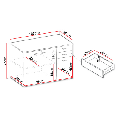 Kombinovaná komoda DHARMA 1 - biela