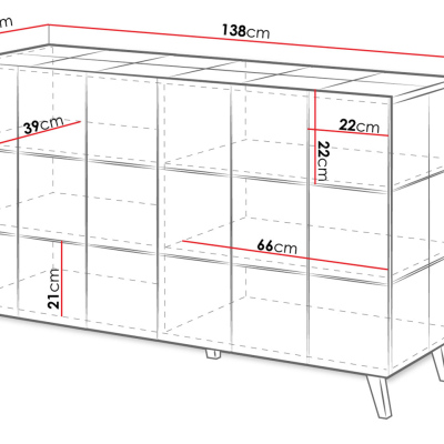 Komoda s LED osvetlením DAKOTA 2D - lesklá biela