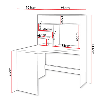 Rohový kancelársky stôl BRON - biely