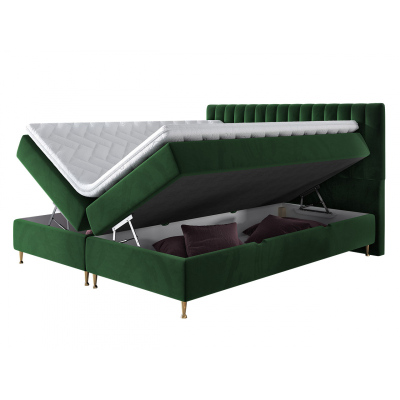 Boxspringová posteľ 140x200 CANDICE - šedá + topper ZDARMA