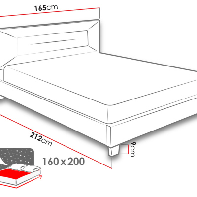 Čalúnená manželská posteľ bez matraca 160x200 BROOKE - tmavá šedá 