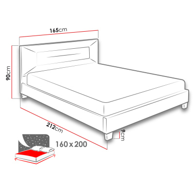 Čalúnená manželská posteľ bez matraca 160x200 BROOKE - tmavá šedá 