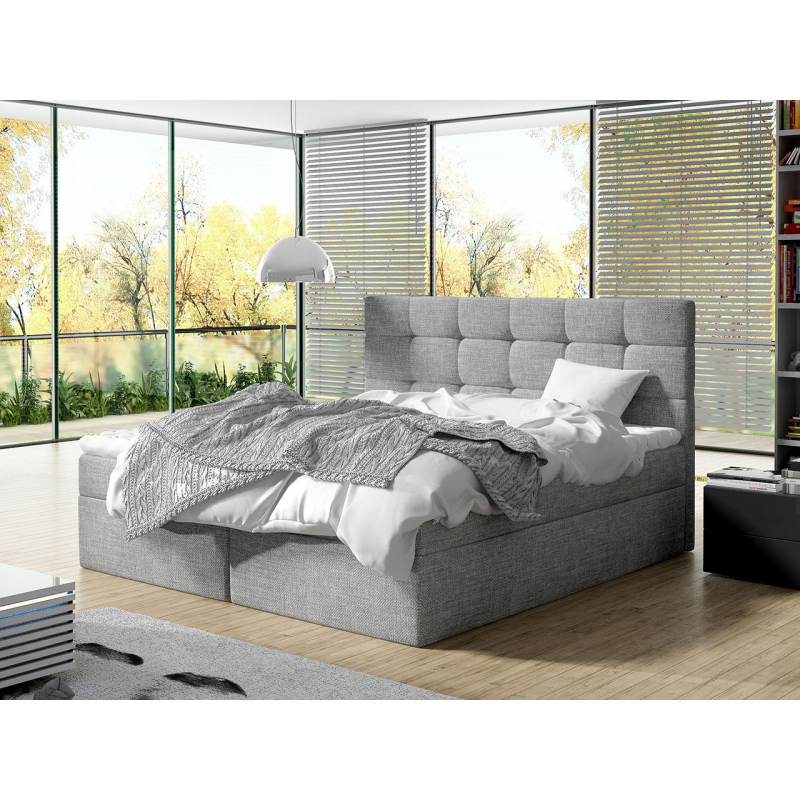 Boxspringová posteľ 180x200 CAROLA - svetlá šedá + topper ZDARMA