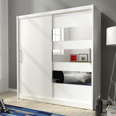 Šatníková skriňa so zrkadlom 180 cm MARVAN 3 - biela