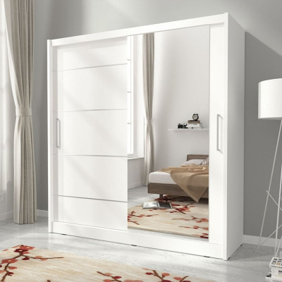 Skriňa s posuvnými dverami a zrkadlom 180 cm MARVAN - biela