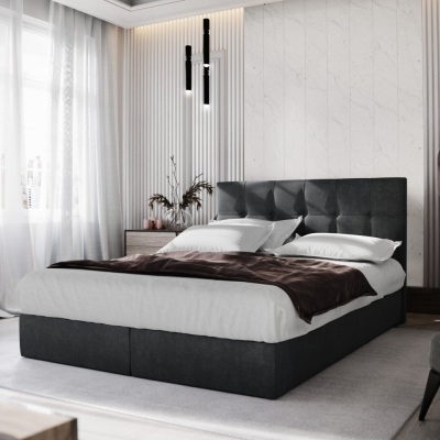 Čalúnená boxspringová posteľ 140x200 PURAM - čierna