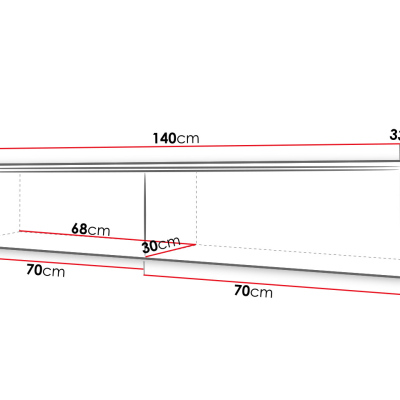 Televízna skrinka s LED osvetlením 140 cm WILLA D - dub wotan