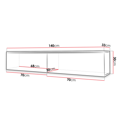 Televízna skrinka s LED osvetlením 140 cm WILLA D - dub wotan