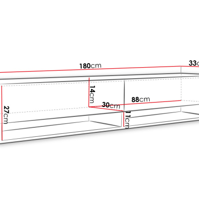 Televízny stolík s LED RGB osvetlením 180 cm WILLA A - betón