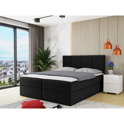 Kontinentálna manželská posteľ 180x200 CARMELA - čierna + topper ZDARMA