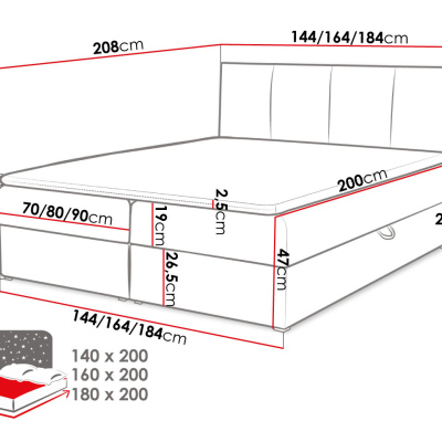 Kontinentálna manželská posteľ 180x200 CARMELA - béžová + topper ZDARMA