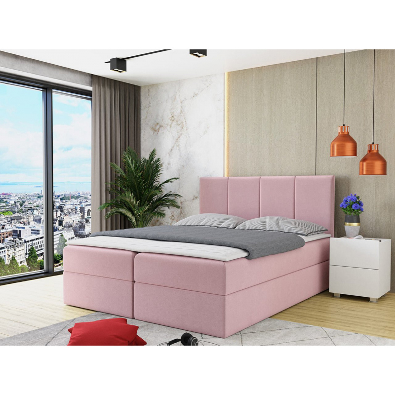 Kontinentálna manželská posteľ 140x200 CARMELA - ružová + topper ZDARMA