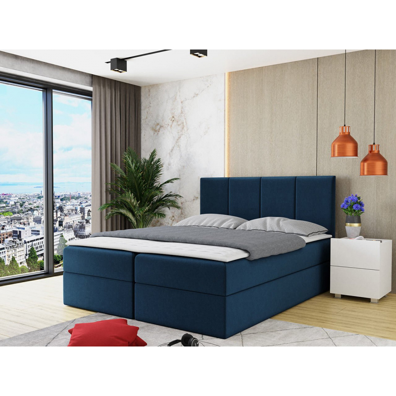 Kontinentálna manželská posteľ 140x200 CARMELA - modrá + topper ZDARMA