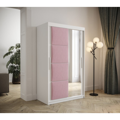 Šatníková skriňa s posuvnými dverami 120 cm TALIA - biela / ružová