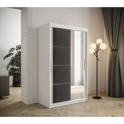 Šatníková skriňa s posuvnými dverami 120 cm TALIA - biela / sivá